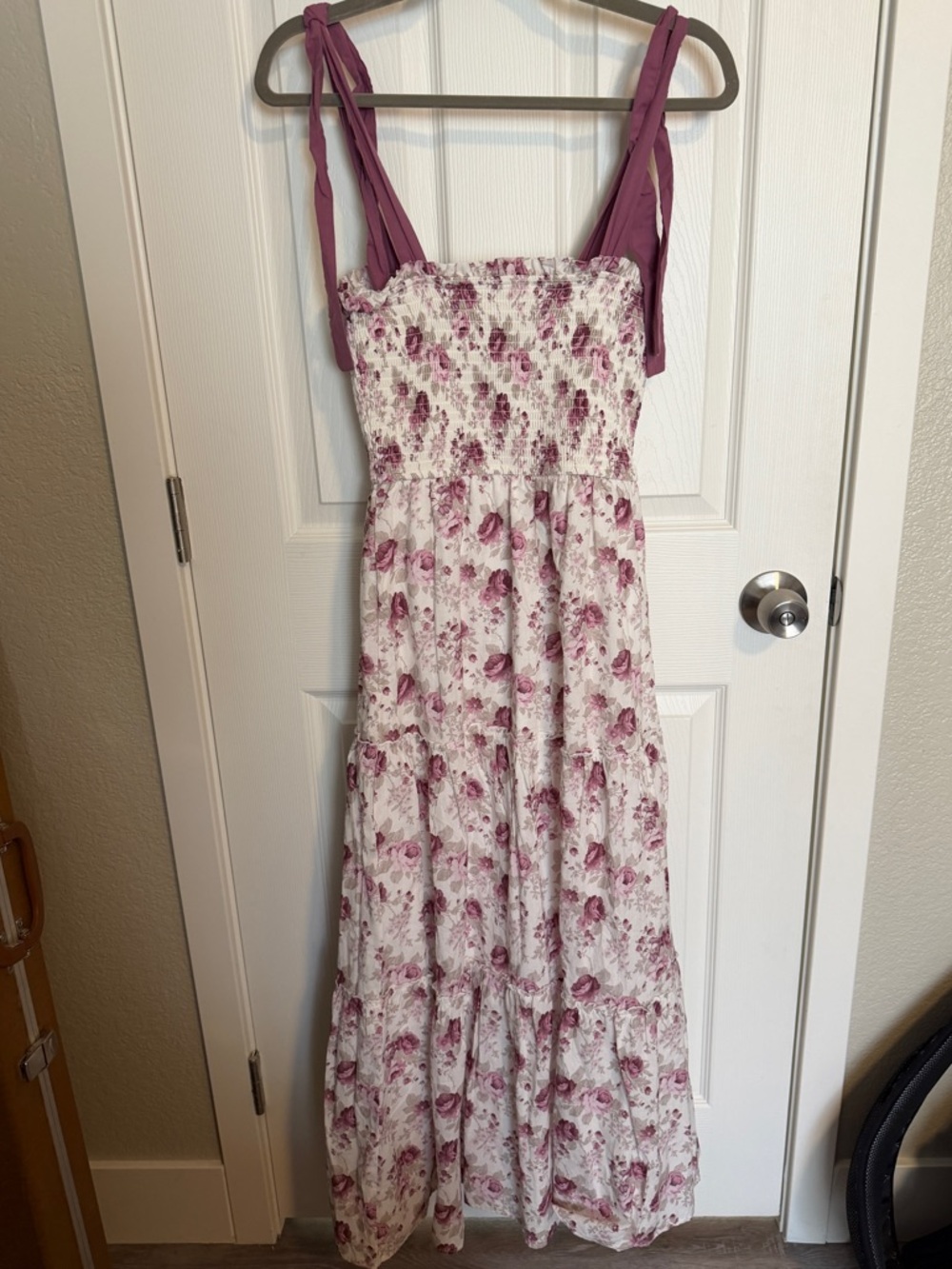 Altar’d State Floral Smocked Midi Dress Size XS Cottagecore Tie Strap - Picture 5 of 5